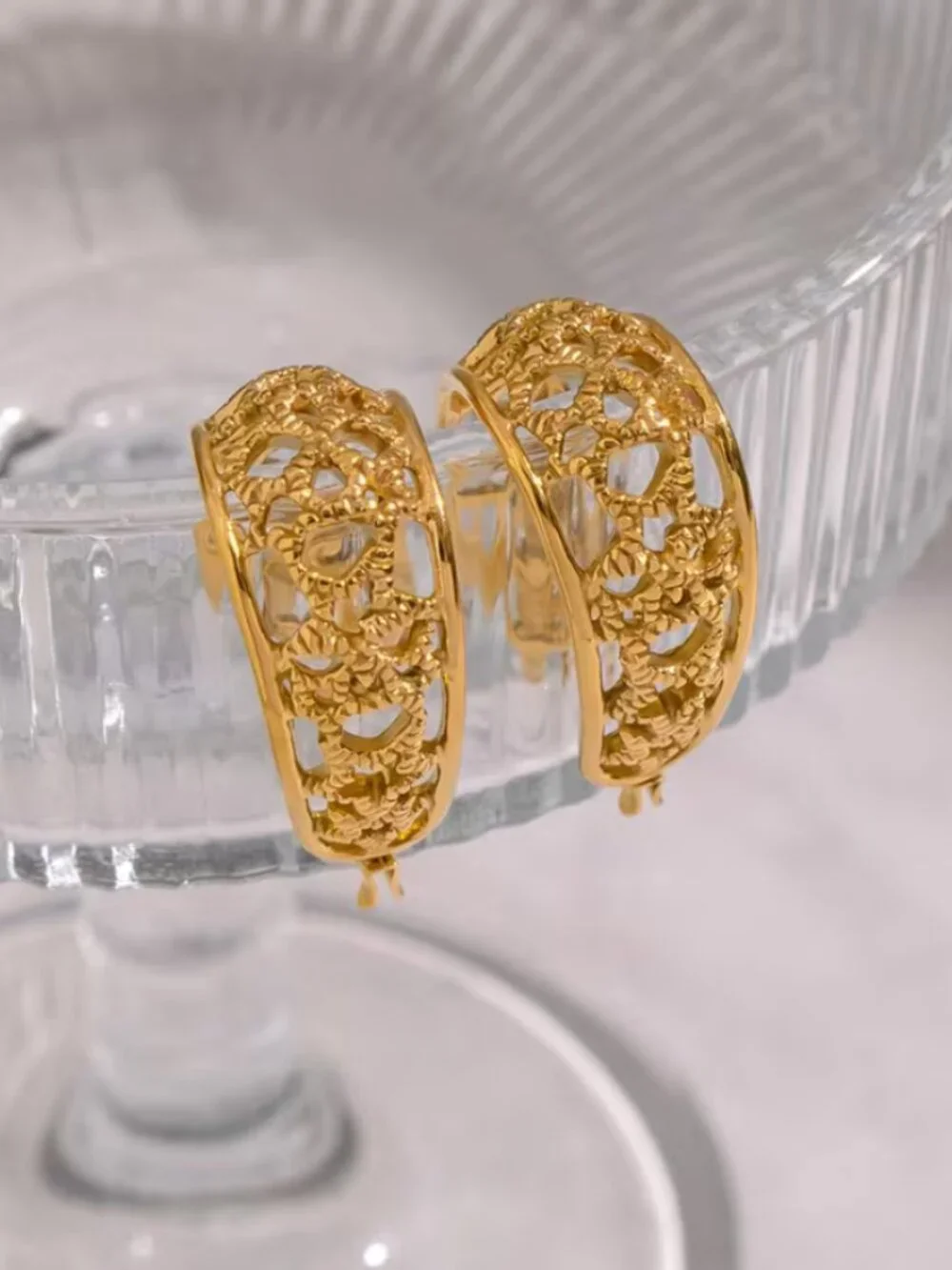 14K Gold Womens Small Etched Hoop Earrings Ladies New 14 K Silver Hoops Jewelry